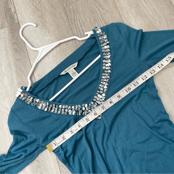 Abercrombie & Fitch Top sequin v neck long sleeve womens Blue (small) vintage - Picture 3 of 6